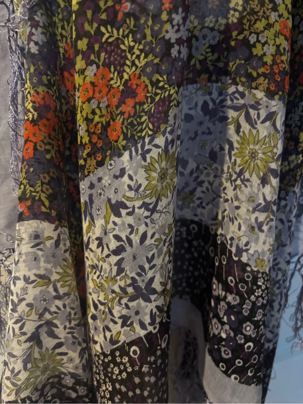 Large floral tassels square scarf